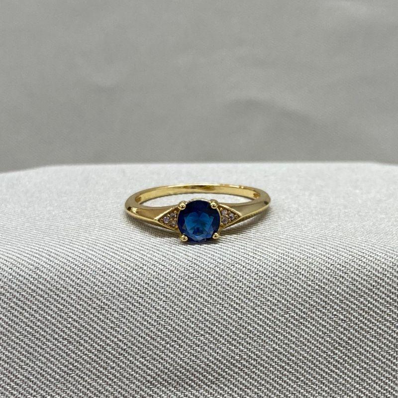 ANEL COM ZIRCONIA REDONDA AZUL