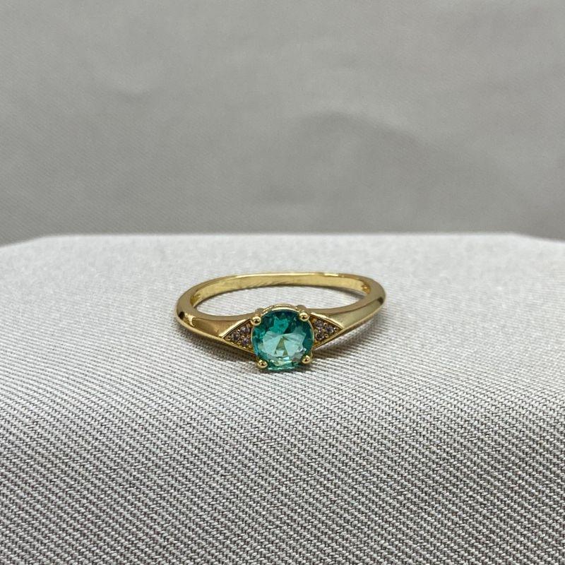 ANEL COM ZIRCONIA REDONDA VERDE