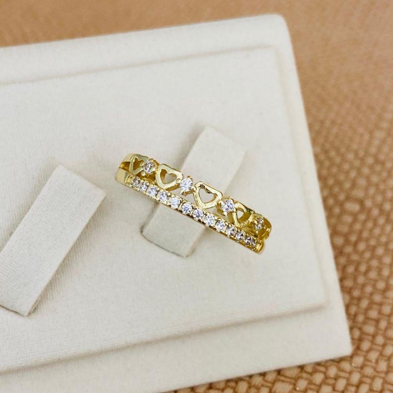 ANEL CORAÇÃO COM FILA CRAVEJADA