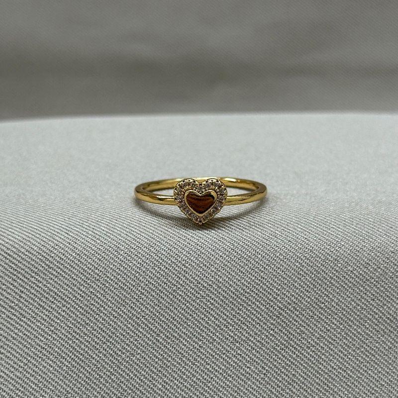 ANEL CORAÇÃO CRAVEJADO/LISO