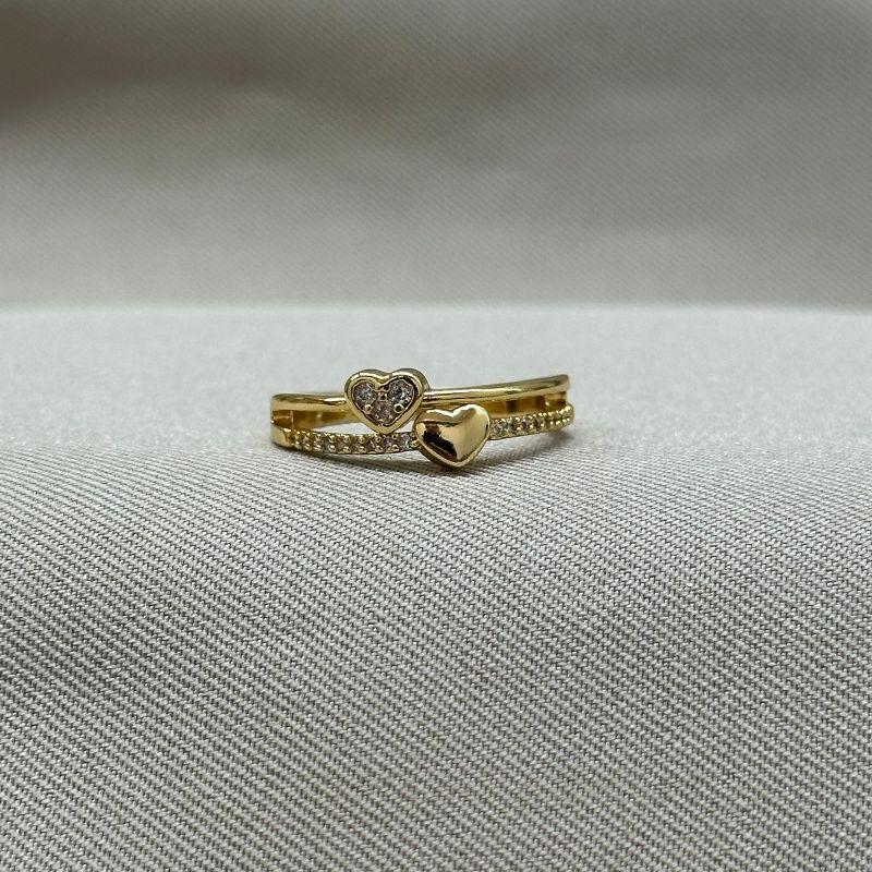 ANEL CORAÇÃO LISO E CRAVEJADO