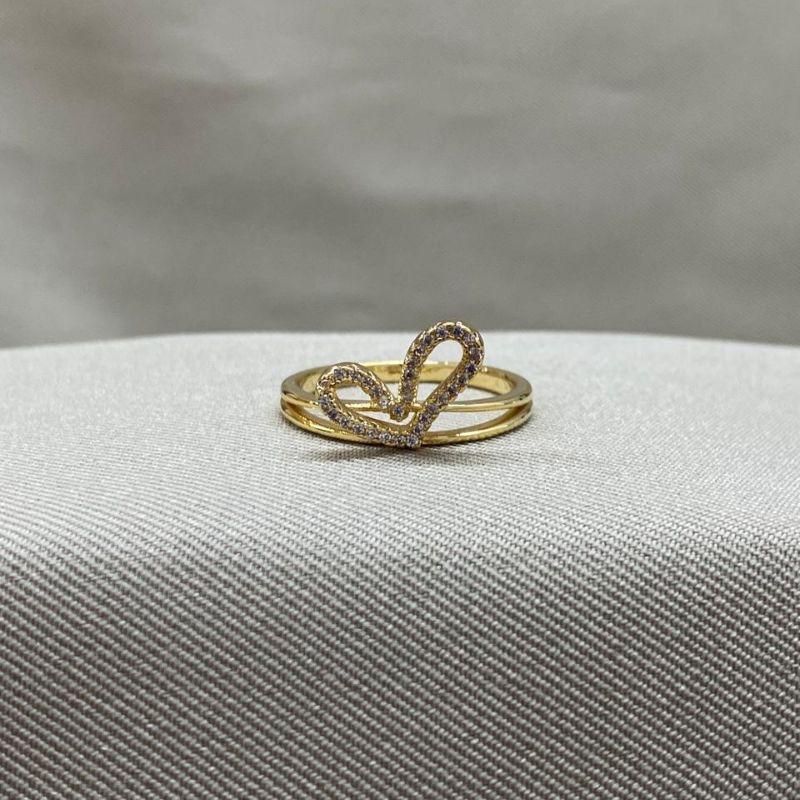 ANEL CORAÇÃO VAZADO CRAVEJADO