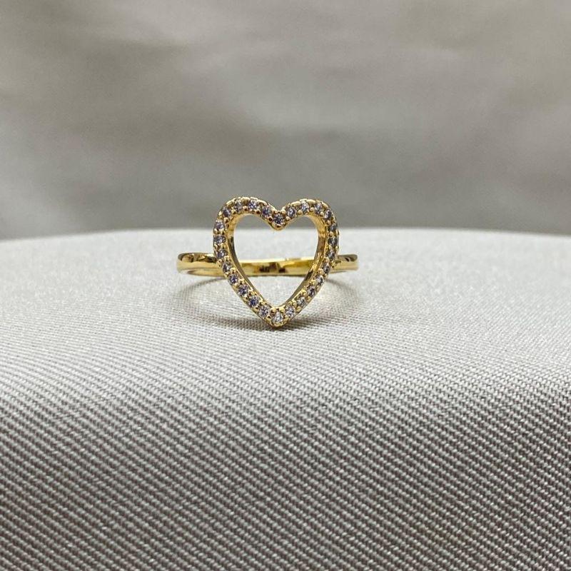 ANEL CORAÇÃO VAZADO CRAVEJADO