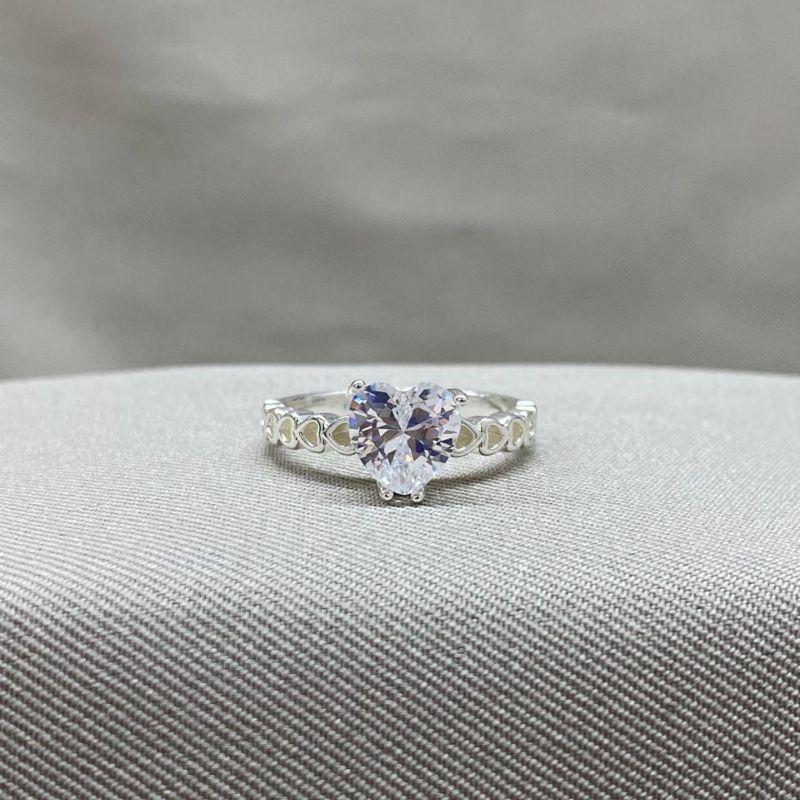 ANEL CORAÇÃO ZIRCONIA E CORAÇÃO VAZADO