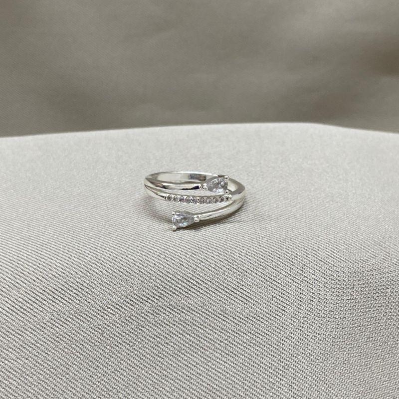 ANEL DUAS PONTAS COM ZIRCONIA E CRAVEJADO NO MEIO