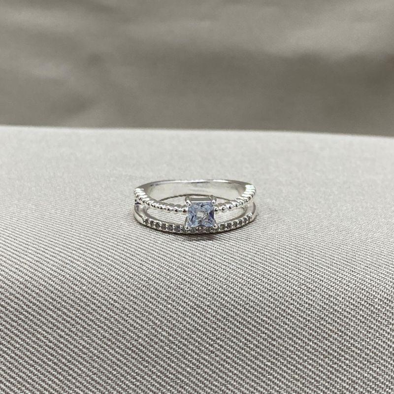 ANEL DUPLO CRAVEJADO COM ZIRCONIA QUADRADA