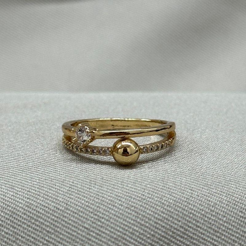 ANEL DUPLO ZIRCÔNIA COM BOLINHA