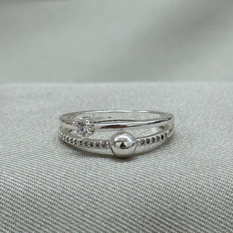 ANEL DUPLO ZIRCÔNIA COM BOLINHA