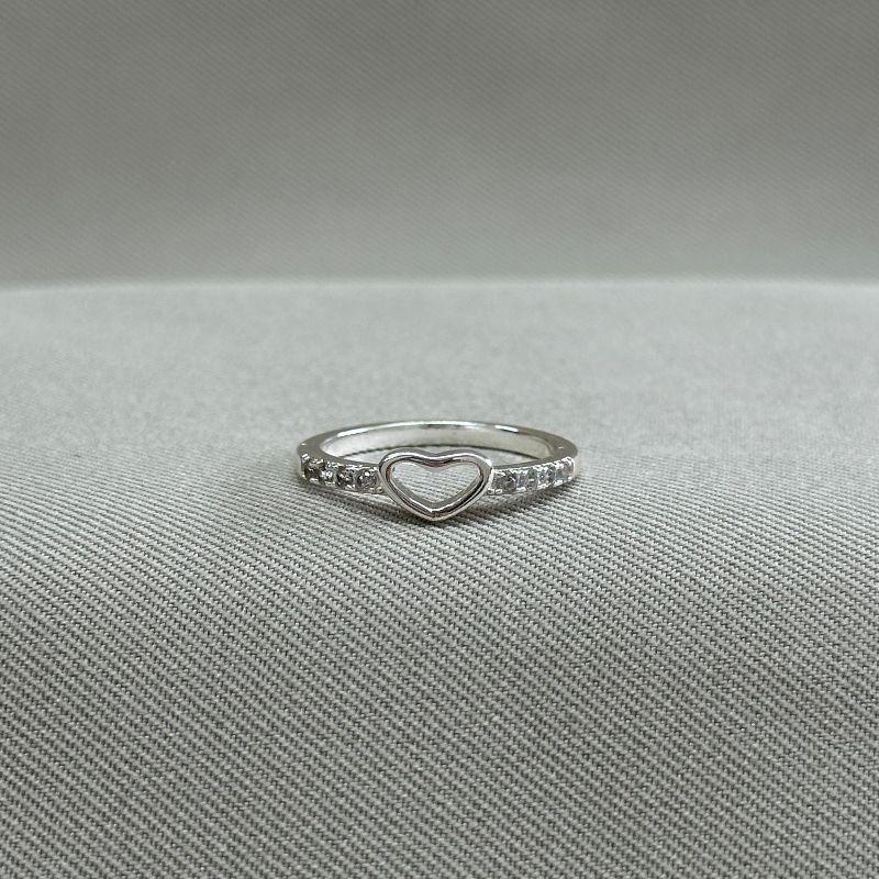 ANEL FALANGE CORAÇÃO LISO E ZIRCONIAS