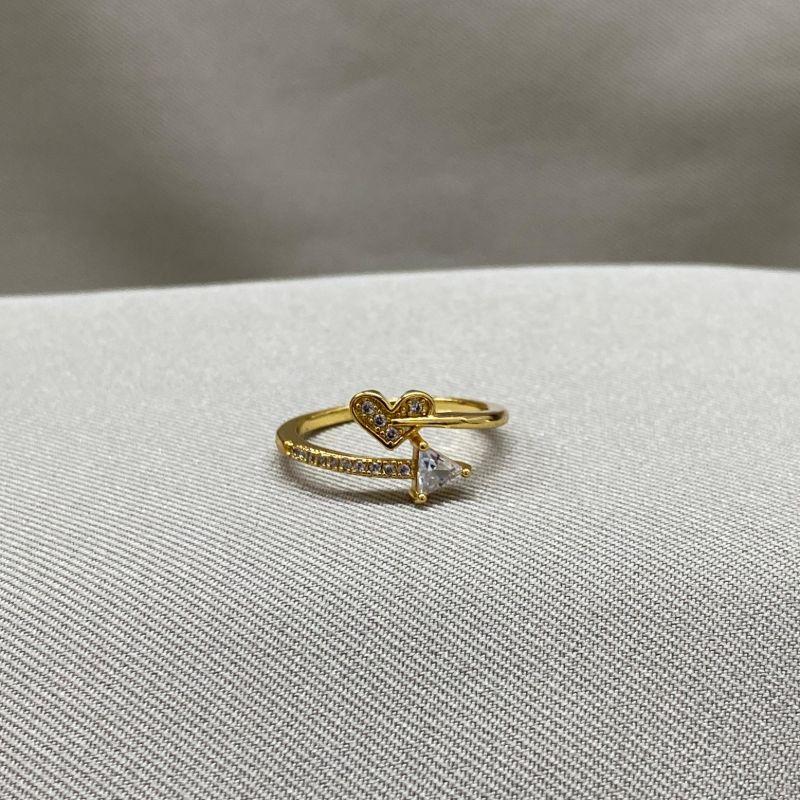 ANEL PONTAS ZIRCONIA E CORAÇÃO