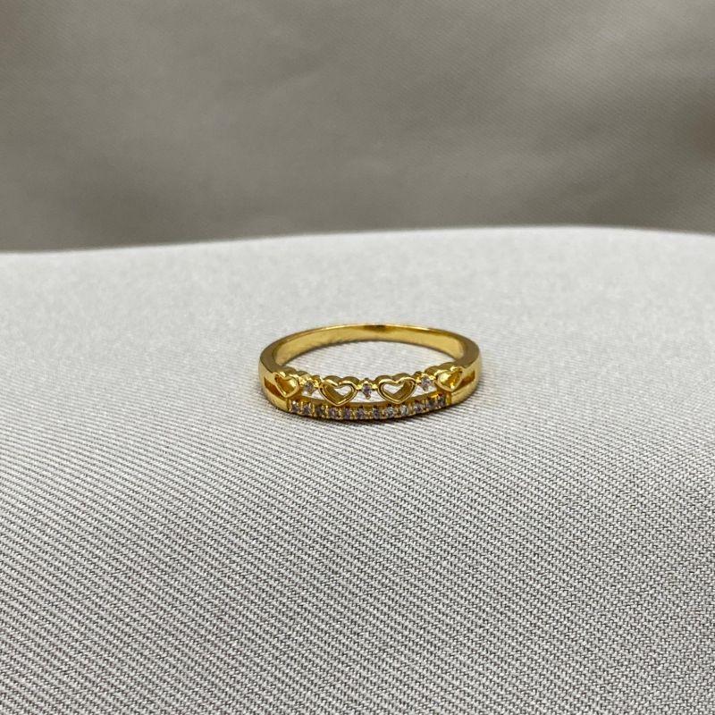 ANEL QUATRO CORAÇÃO E ZIRCONIAS