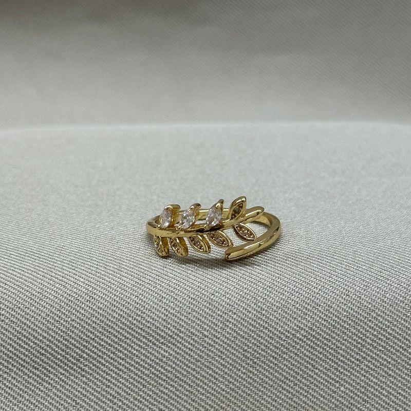 ANEL REGULAVEL FOLHAS COM ZIRCONIAS
