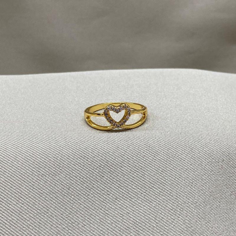 ANEL VAZADO CORAÇÃO CRAVEJADO