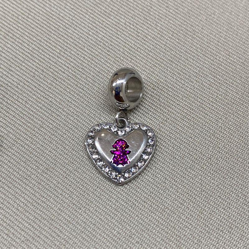 BERLOQUE PENDURICALHO CARAÇÃO MENIN ROSA CRAVEJADO AO REDOR