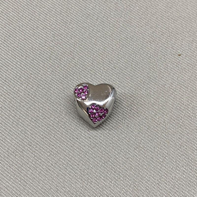 BERLOQUE SEPARADOR DE CORAÇÃO COM DOIS CORAÇÕES CRAVEJADO EM PINK