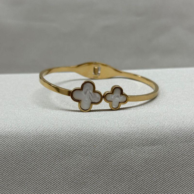 BRACELETE INSPIRAÇÃO VAN  CLEEF BRANCO STEEL