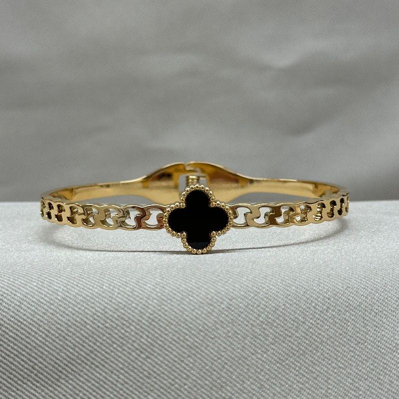 BRACELETE INSPIRAÇÃO VAN CLEEF PRETO CRAVEJADO