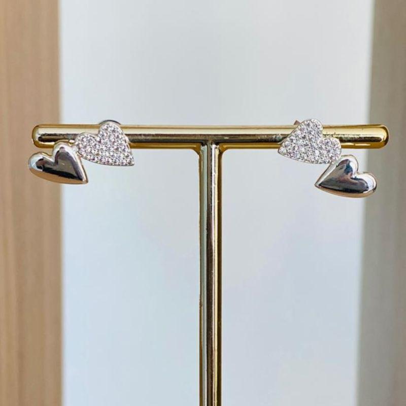 BRINCO 2 CORAÇÕES LISO E CRAVEJADO