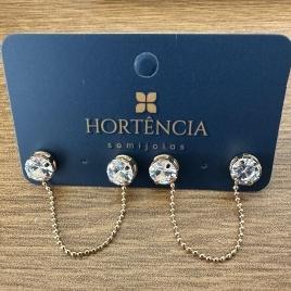BRINCO 2 ZIRCONIAS COM CORRENTE BOLINHA