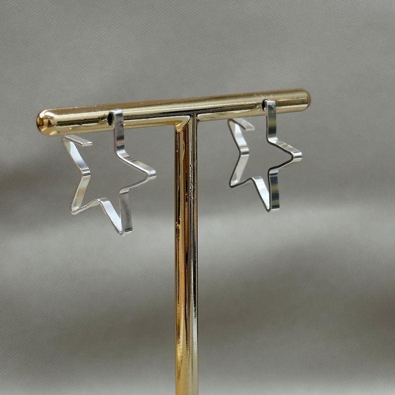 BRINCO ARGOLA FIO CHATO 2MM ESPESSURA 19MM COMPRIMENTO ESTRELA