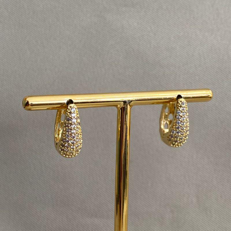 BRINCO ARGOLA GOTA CRAVEJADA