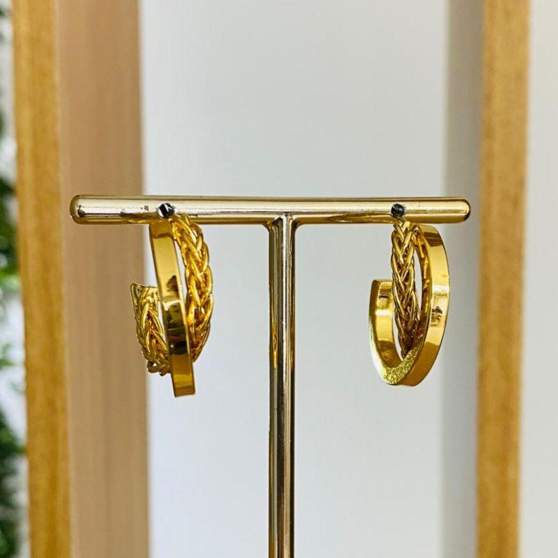 BRINCO ARGOLA LISO E TRANÇADO