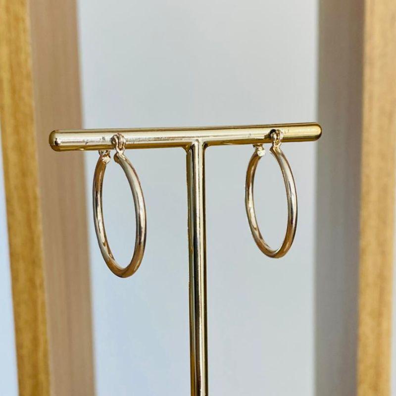 BRINCO ARGOLA TUBO 25MM FECHO ITALIANO