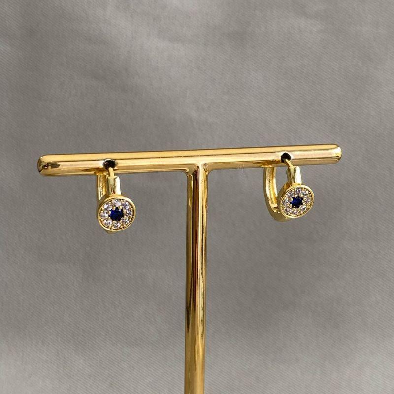 BRINCO ARGOLINHA COM ZIRCONIAS CRISTAL E AZUL