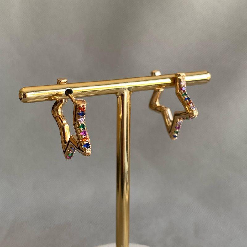 BRINCO ARGOLINHA ESTRELA COLORIDA