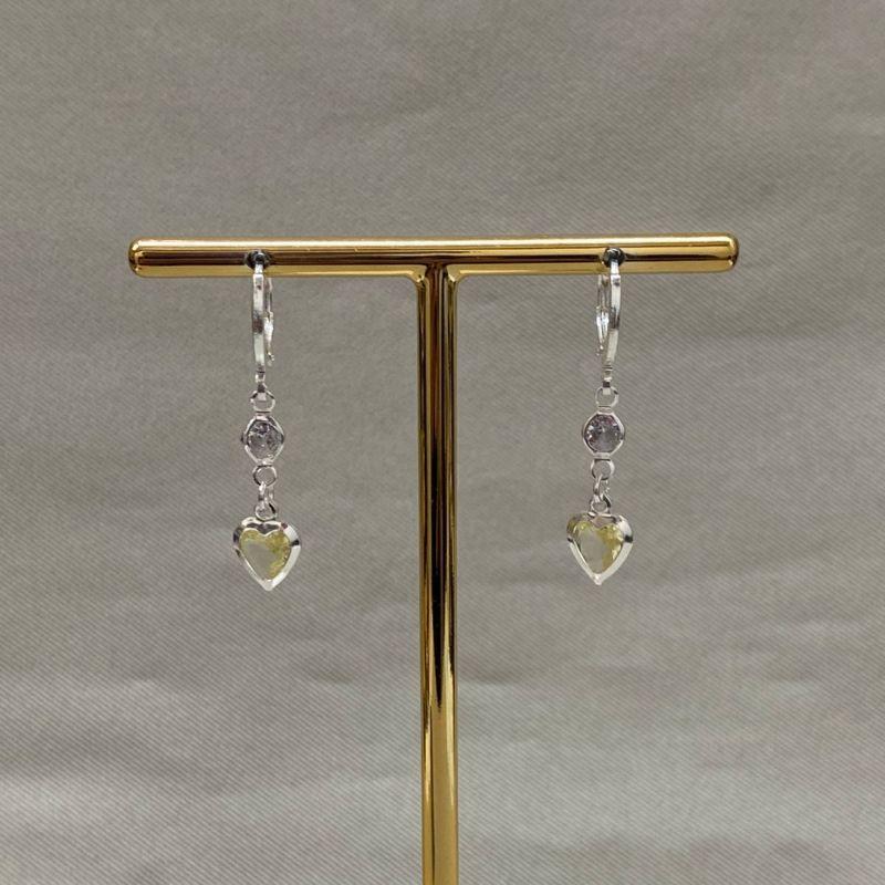 BRINCO ARTICULADO ZIRCONIA REDONDA CRISTAL E CORAÇÃO CITRINE