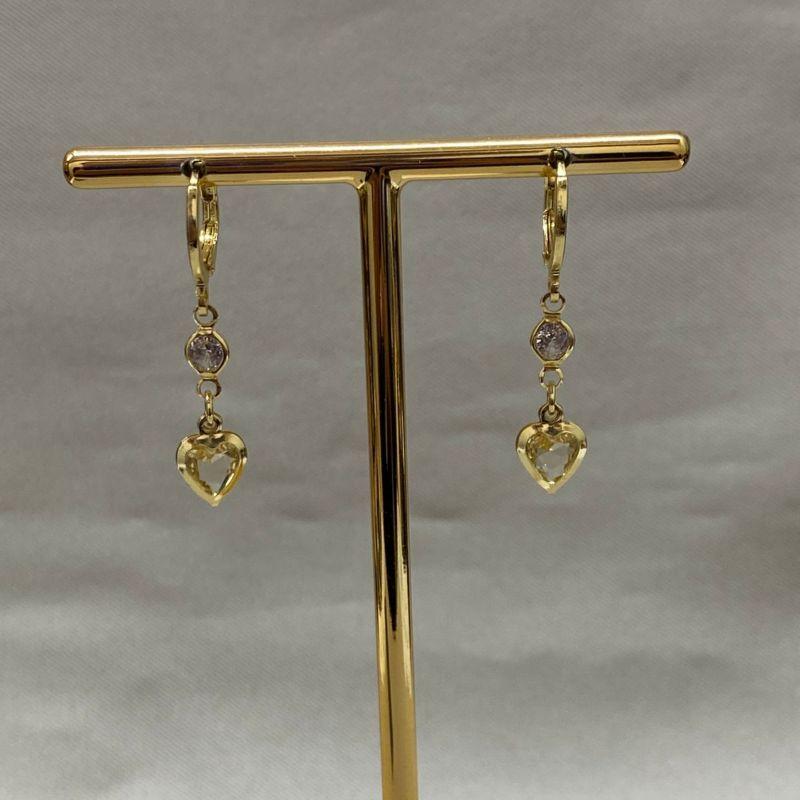 BRINCO ARTICULADO ZIRCONIA REDONDA CRISTAL E CORAÇÃO CITRINE