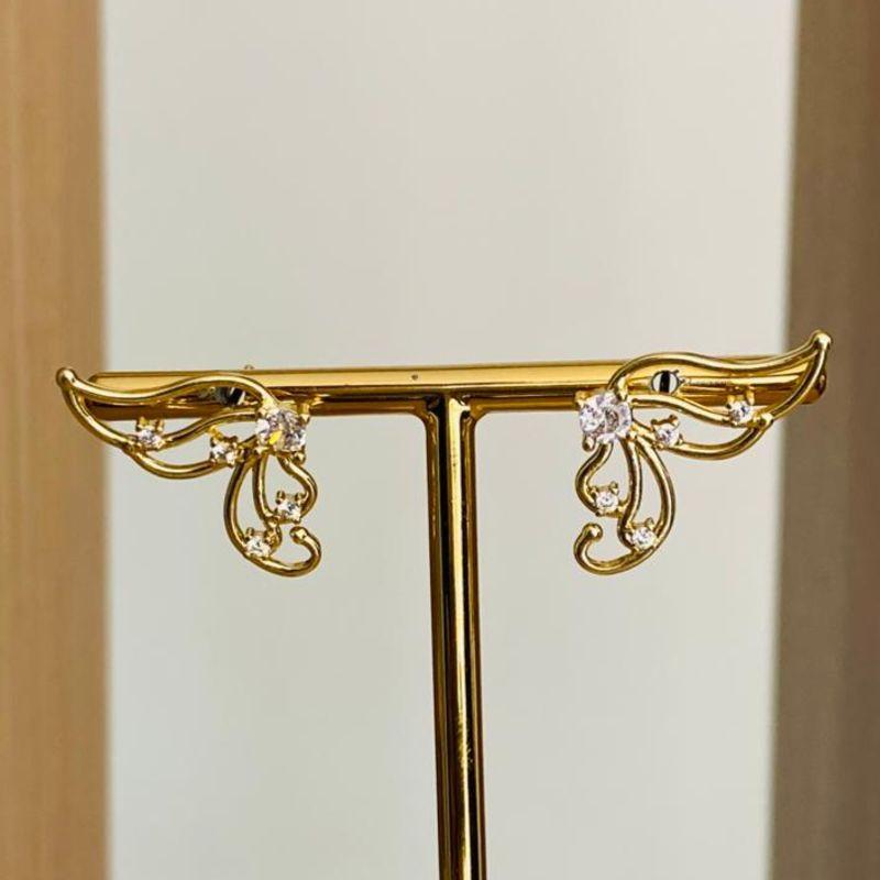 BRINCO ASA DE BORBOLETA COM ZIRCONIA