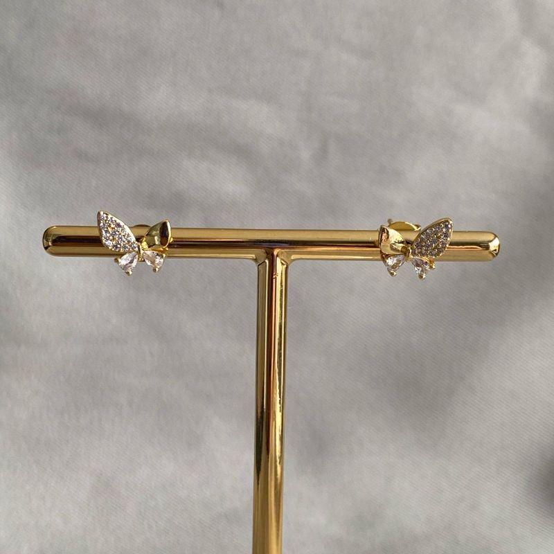 BRINCO BORBOLETA COM ZIRCONIA