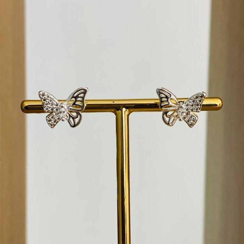 BRINCO BORBOLETA CRAVEJADA