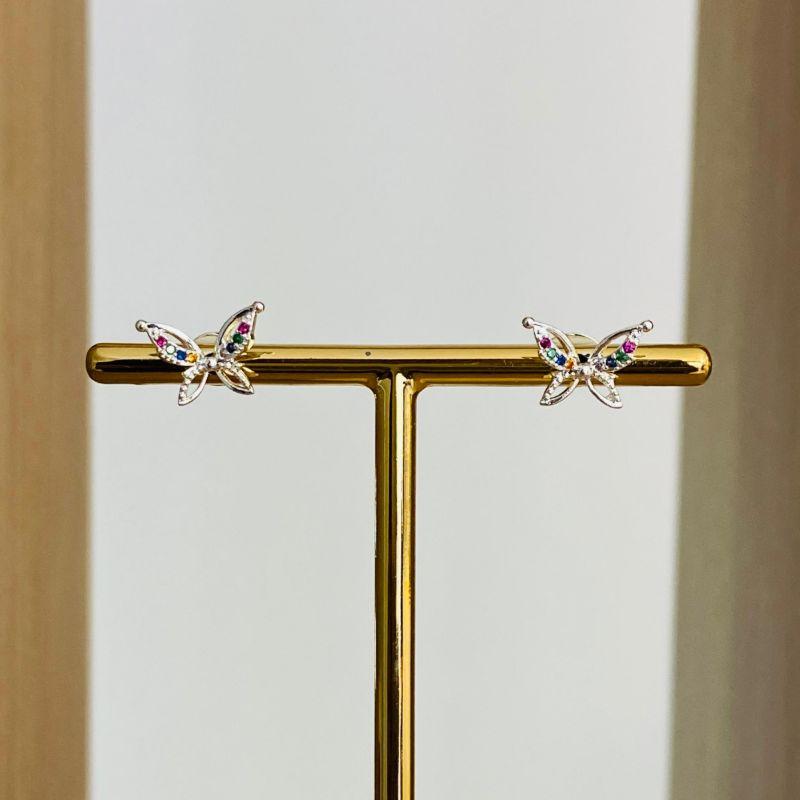 BRINCO BORBOLETA CRAVEJADA COLORIDA