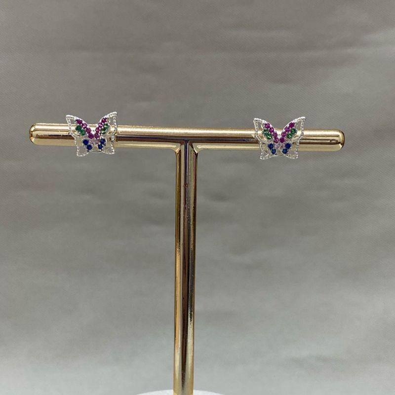 BRINCO BORBOLETA CRAVEJADA COLORS