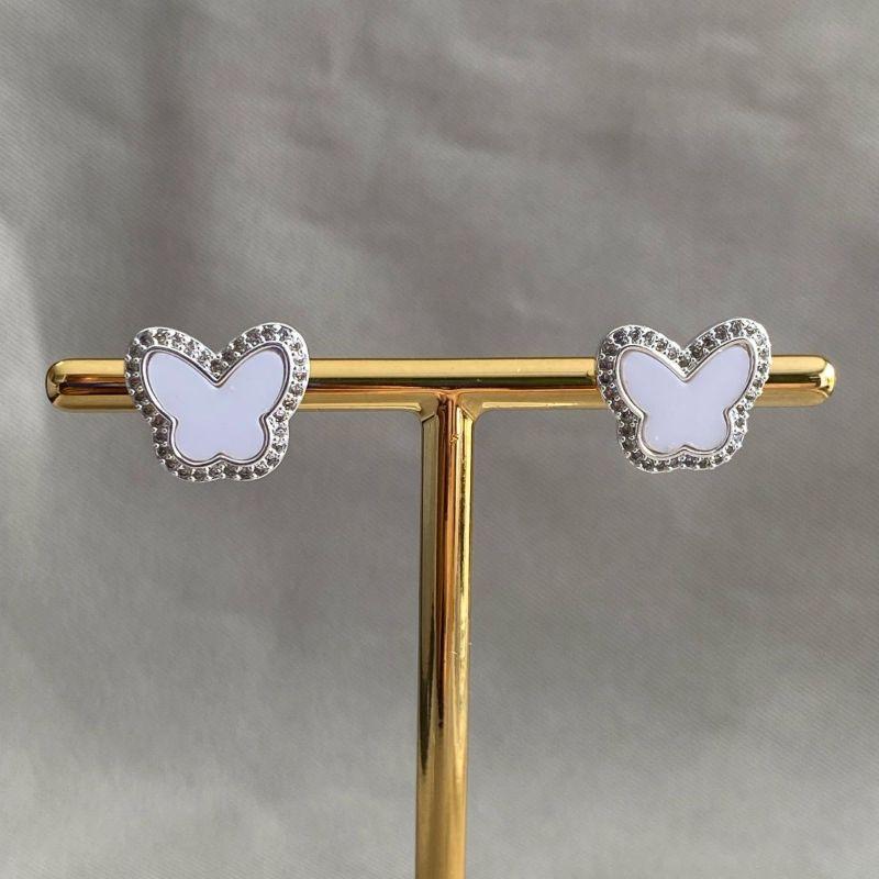 BRINCO BORBOLETA PEDRA BRANCA CRAVEJADA EM VOLTA