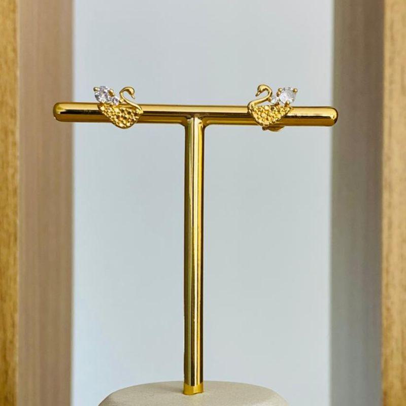 BRINCO CISNE C/LADO 2 PEDRAS ZIRCONIA