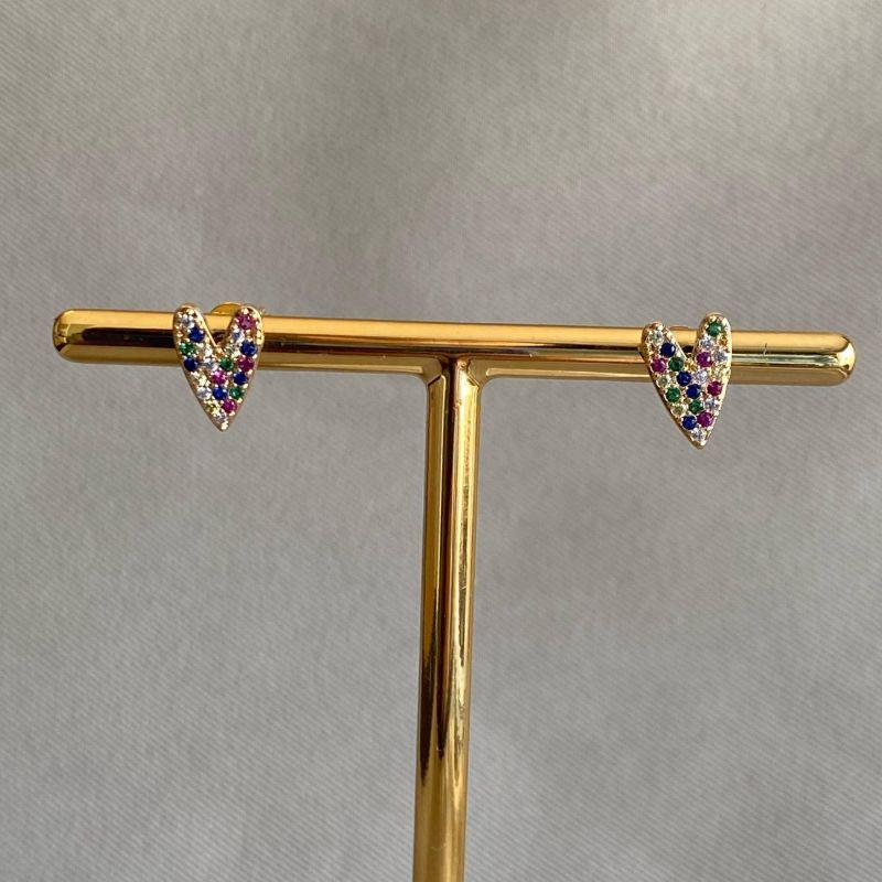 BRINCO CORAÇÃO COLORIDO CRAVEJADO