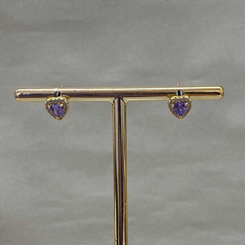 BRINCO CORAÇÃO CRAVEJADO COM ZIRCONIA LILAS