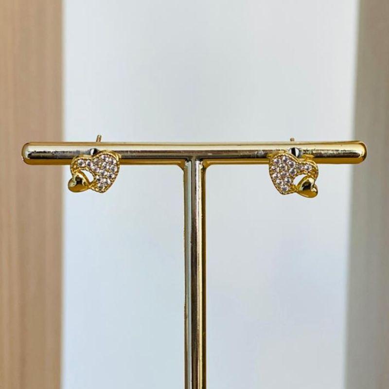 BRINCO CORAÇÃO CRAVEJADO DUPLO