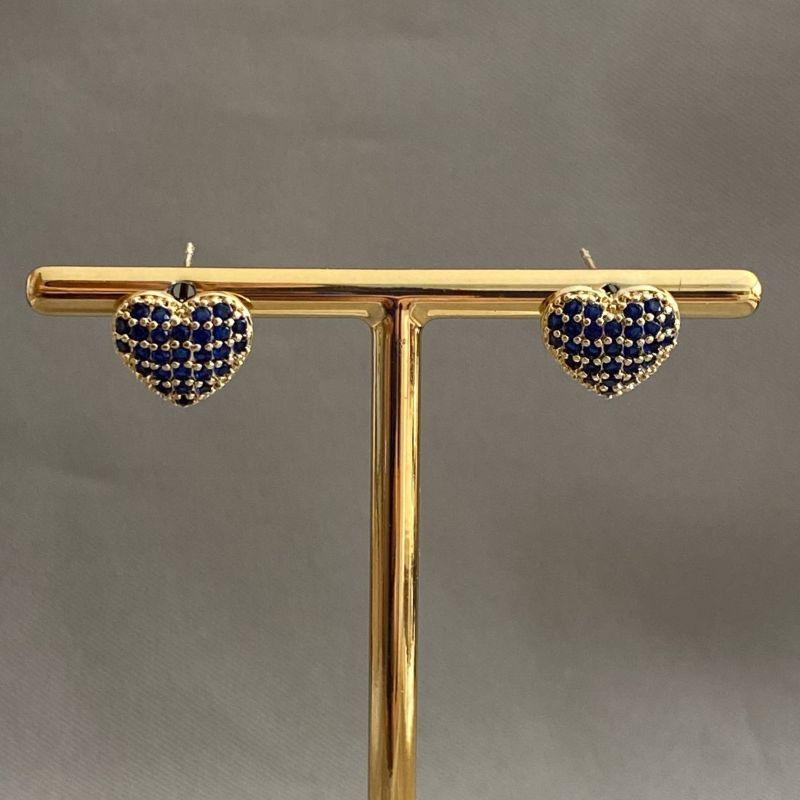 BRINCO CORAÇÃO CRAVEJADO ZIRCONIA AZUL