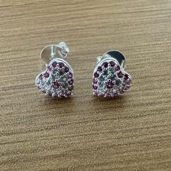 BRINCO CORAÇÃO PEQUENO C/ZIRCONIA CRISTAL E PINK