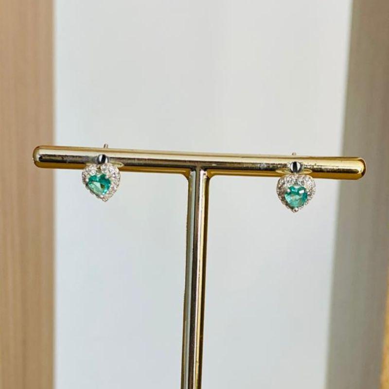 BRINCO CORAÇÃO VERDE CLARO CRAVEJADO