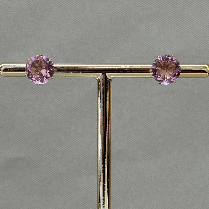 BRINCO DE ZIRCONIA REDONDO ROSA CLARO/8MM