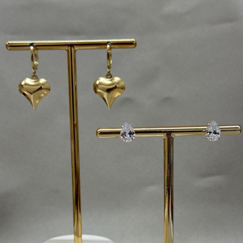 BRINCO DUPLA ARG CORAÇÃO/ZIRCONIA GOTA