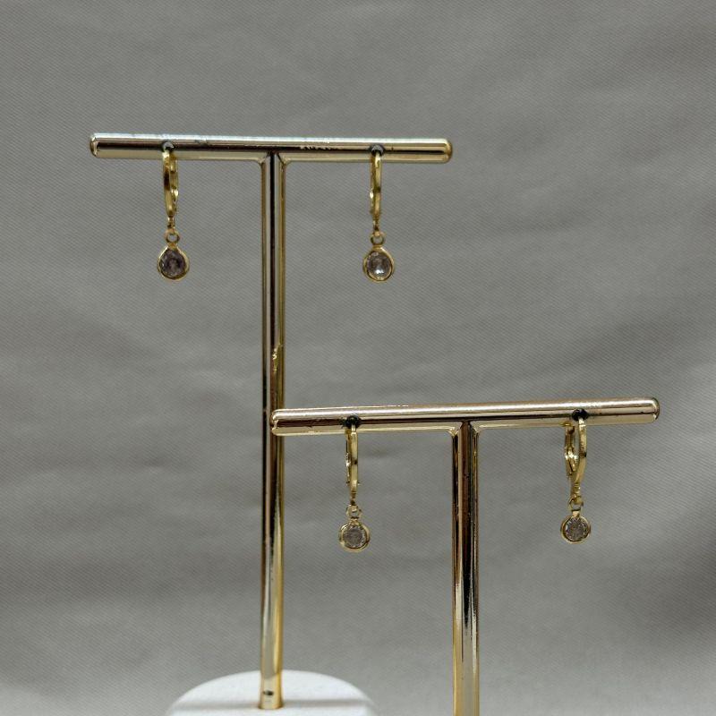 BRINCO DUPLA COM PONTO DE LUZ EM ZIRCONIA CRISTAL DE 4/6MM