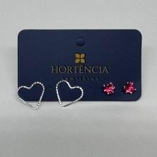 BRINCO DUPLA CORAÇÃO VAZADO/ZIRCONIA CORAÇÃO 5MM