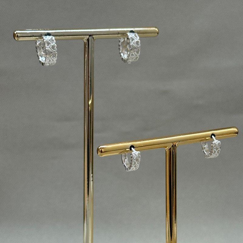 BRINCO DUPLA DE ARGOLINHAS CORAÇÕES VAZADAS