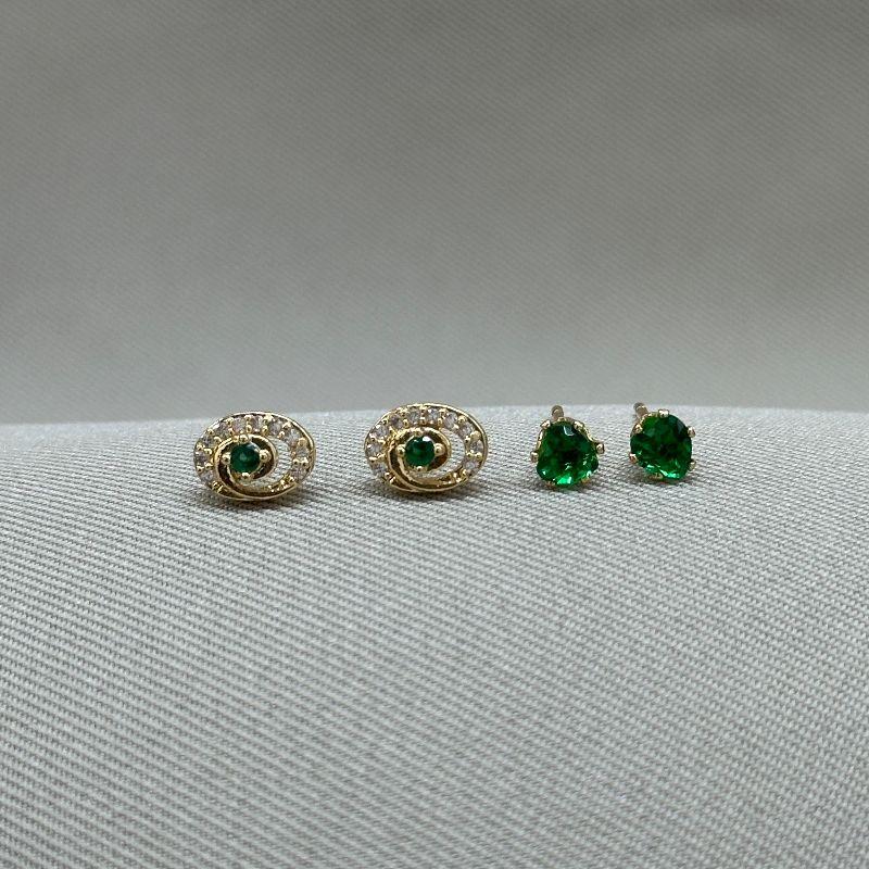 BRINCO DUPLA MINI CRAVEJADO E CORAÇÃO ZIRCONIA